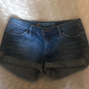 Denim cuff shorts
